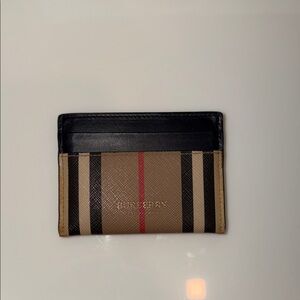 Burberry Tan and Black Striped Card Holder